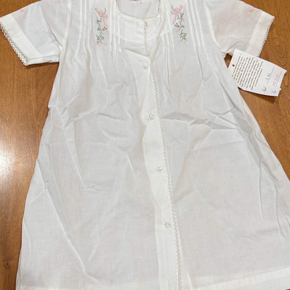Strasburg Children White Dress Embroidered Button Down-one size